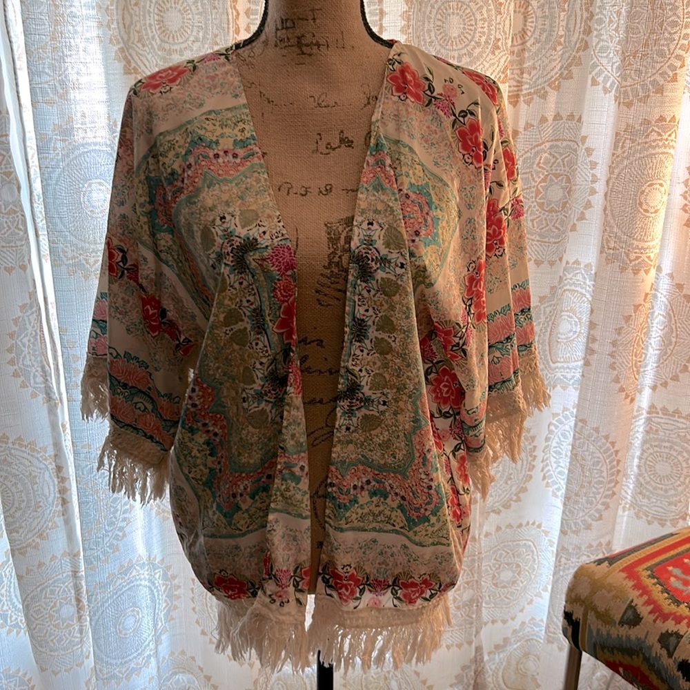 Extra large, gently used fringed shrug